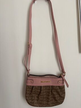 Juicy Couture Pink Trim Brown Monogram Crossbody Bag